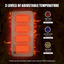 4 Zones Heated Seat Cushion Mat USB Electric Heating Pad Outdoor Camping Chair Heated Cushion 3 Gears Temperature Foot Warmer