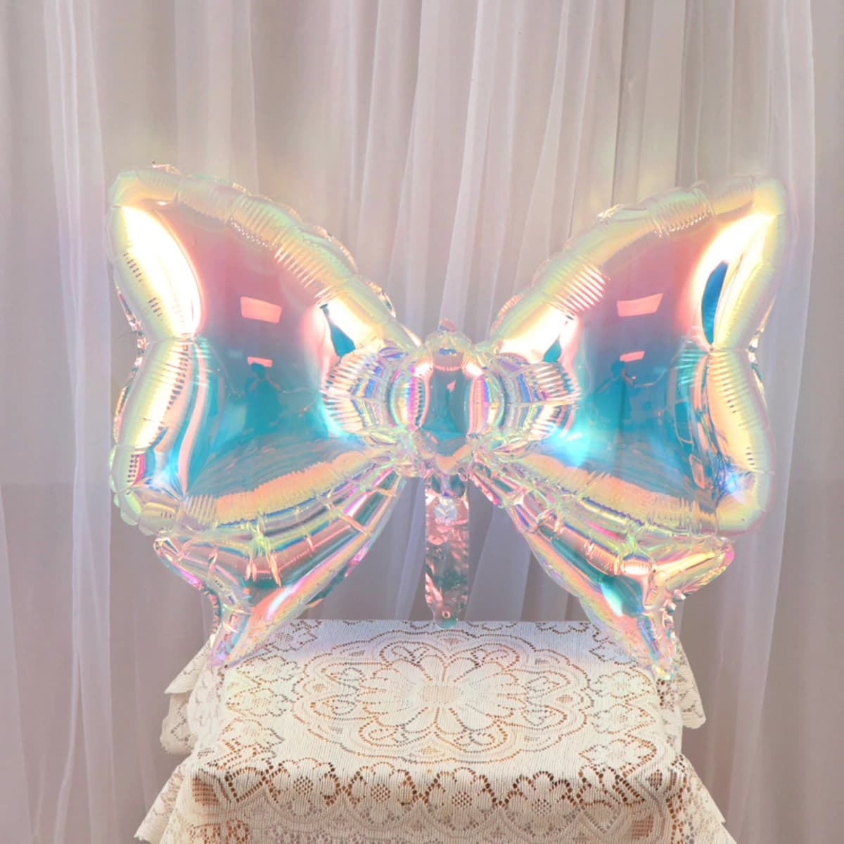 Personalized Colorful Butterfly Transparent Bow Aluminum Film Balloon, Birthday Party Cake Balloon Anniversary Background Decora