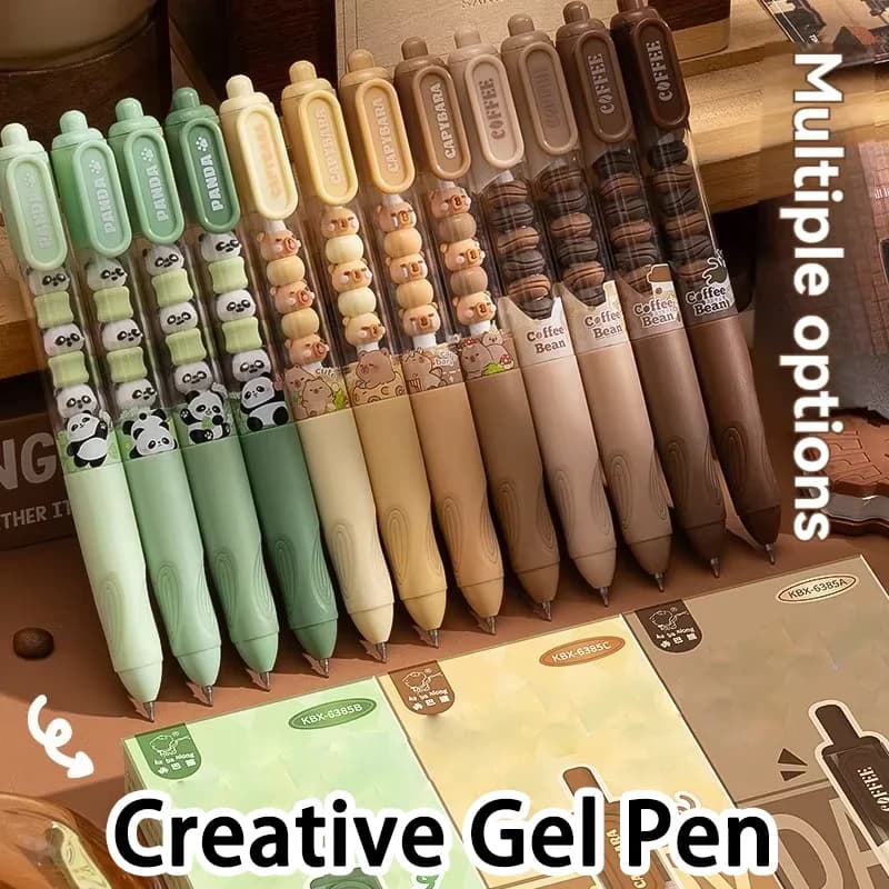 4PC Gel Pen Press Neutral Brush Question Black Water Pen High Beauty Ins Wind Signature Pen Cute Quick Drying Erasable