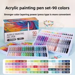 LANGUO 90/6 Colors Press Acrylic Gel Pen Large Capacity 1.0mm Writing Pen Painting Drawing Office School Supplies Stationery