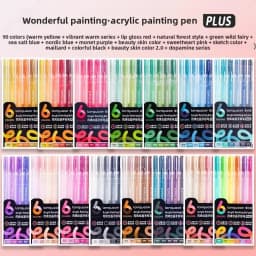 LANGUO 90/6 Colors Acrylic Gel Pen Large Capacity 1.0mm Student Writing Pen Painting Drawing Office School Supplies Stationery