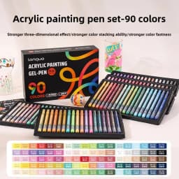 LANGUO 90/6 Colors Acrylic Gel Pen Large Capacity 1.0mm Student Writing Pen Painting Drawing Office School Supplies Stationery
