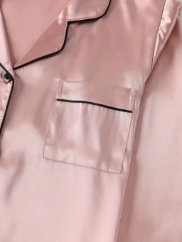 Women Autumn Winter Silk Pajamas Set Casual Soft Breathable and Relaxed Fit Long Shirt Tops and Long Pants Sleepwear