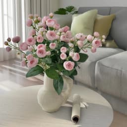 18 Inch 12 Head Artificial Camellia Bud Bouquet Faux Silk Flowers For Home Living Room Decoration Wedding Hotel Display Props