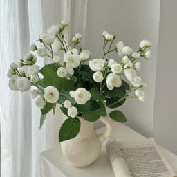 18 Inch 12 Head Artificial Camellia Bud Bouquet Faux Silk Flowers For Home Living Room Decoration Wedding Hotel Display Props