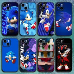 Cartoon Hedgehog S-Sonices Phone Case For IPhone12 13 14 15 16 17Pro Max Plus Classic Black Soft Shell