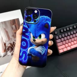 Cartoon Hedgehog S-Sonices Phone Case For IPhone12 13 14 15 16 17Pro Max Plus Classic Black Soft Shell