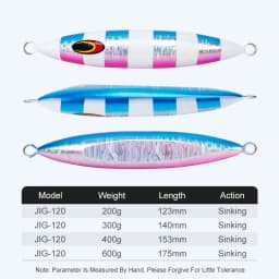 TEASER J120 200g-600g Saltwater Fishing Metal Jig Bait Luminous Jigging Lure Artificial Fast Sinking Fishing Metal Jigging Lure