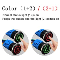 16/19/22MM Two Color LED Black Waterproof Metal Button Switch Power Symbol Suitable for Cars Ships Motorcycles 6V 12V 24V 220V