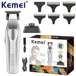 Kemei KM-3023-702 Electric Engraving Scissors with Base High-Speed Long-Battery Life Digital Display Hair Trimmer for Men