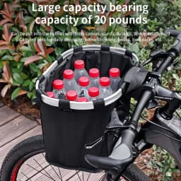 Bicycle Front Basket Bike Small Pet Dog Carry Pouch 2in1 Detachable MTB Cycling Handlebar Tube Hanging Fold Baggage Bag Bike Bag