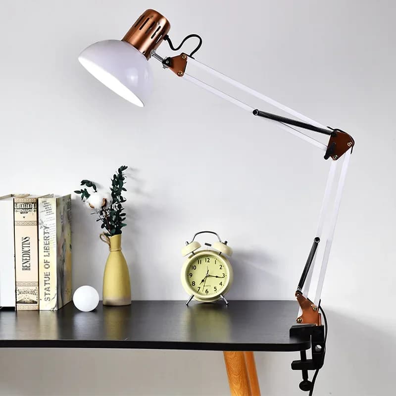 Modern E27 Bulb Led Desk Lamp with Clamp Swing Arm Desk Lamp Suitable for Rooms, Offices, and Study Lighting