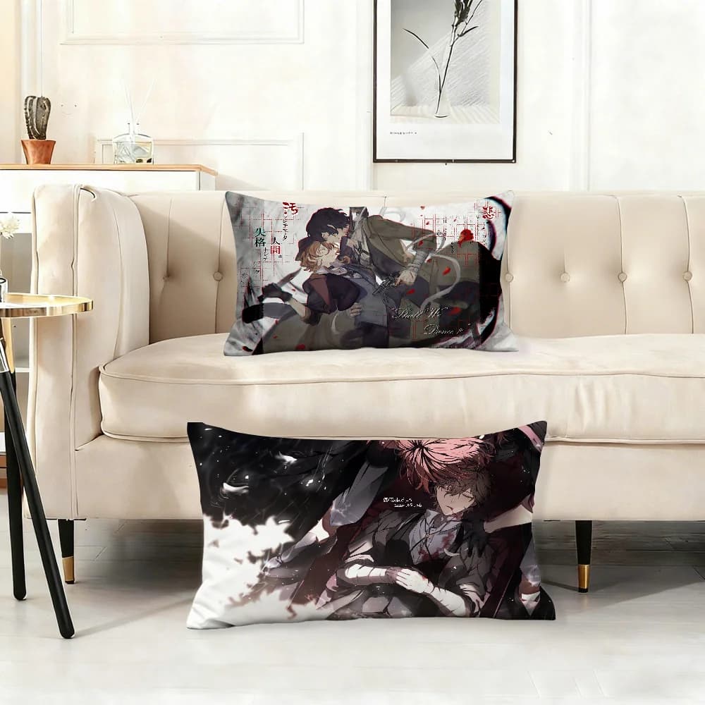 Hot Anime Bungo Stray Dogs Pillow Case Cover Suitable For Sofa Car Cushion Rectangular Back Cushion