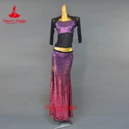 Women New Belly Dance Set Oriental Dance Dance Competition Sequin Costume Top+Fishtail Skirt 2pcs gypsy skirt costume set