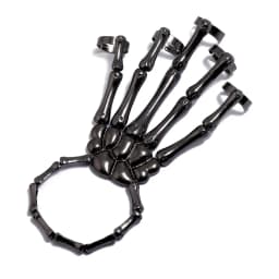 Skeleton Hand Bracelet Halloween Jewelry Decoration Skull Skeleton Hands with Snake Full Finger Rings for Women Men Punk