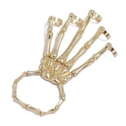 Skeleton Hand Bracelet Halloween Jewelry Decoration Skull Skeleton Hands with Snake Full Finger Rings for Women Men Punk