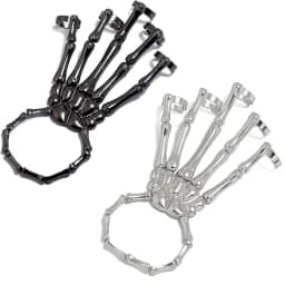 Skeleton Hand Bracelet Halloween Jewelry Decoration Skull Skeleton Hands with Snake Full Finger Rings for Women Men Punk