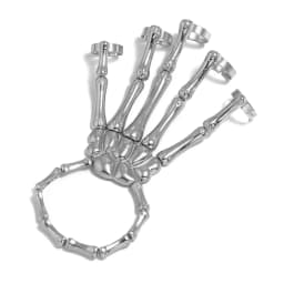Skeleton Hand Bracelet Halloween Jewelry Decoration Skull Skeleton Hands with Snake Full Finger Rings for Women Men Punk