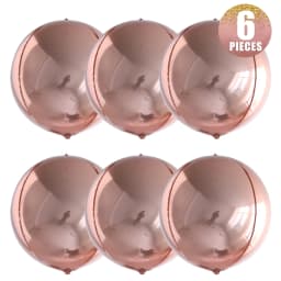 6pcs 22 Inchs Rose Gold Big 4D Balloons 360 Degree Round Metallic Rose Gold Balloons Birthday Baby Shower Wedding Decorations