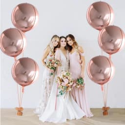 6pcs 22 Inchs Rose Gold Big 4D Balloons 360 Degree Round Metallic Rose Gold Balloons Birthday Baby Shower Wedding Decorations