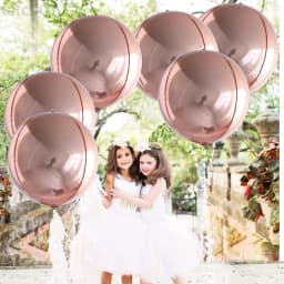 6pcs 22 Inchs Rose Gold Big 4D Balloons 360 Degree Round Metallic Rose Gold Balloons Birthday Baby Shower Wedding Decorations