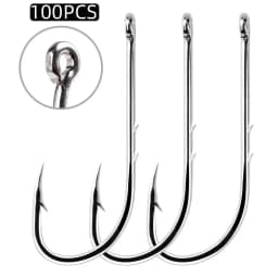 Long Shank Hooks For Fishing 100pcs 1/0#-6/0# High Carbon Steel Sharp Barbed Offset Narrow Bait Hook Fishing Tackle Accessories