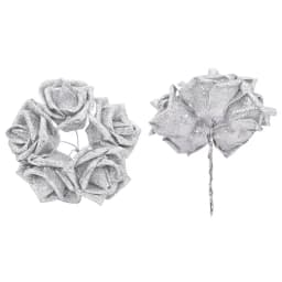 10/20pcs Glitter Foam Rose Artificial Flower Bridal Bouquet For Wedding Party Decor DIY Wreath Scrapbook Supplies Fake Flowers
