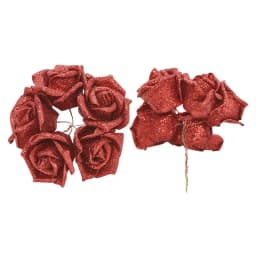 10/20pcs Glitter Foam Rose Artificial Flower Bridal Bouquet For Wedding Party Decor DIY Wreath Scrapbook Supplies Fake Flowers