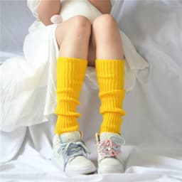 Women Leg Warmers Knee Stockings Leggings Warm Boots Leg Punk Solid Black Cool Knit Long Sock Japan Anime JK Girl Loose Socks