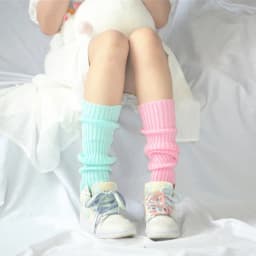 Women Leg Warmers Knee Stockings Leggings Warm Boots Leg Punk Solid Black Cool Knit Long Sock Japan Anime JK Girl Loose Socks