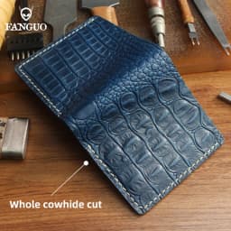 Men Short Leather Wallet Handmade Genuine Leather Card Holder Wallets For Male With Crocodile Pattern Unique Retro Design Purse