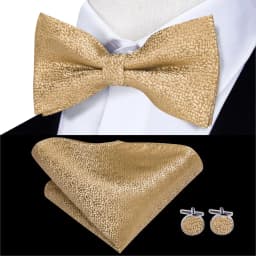 Hi-Tie Jacquard Silk Black Gold Striped Mens Bowtie Adult Bow Tie Hankerchief Cufflinks Set Pre-tied Men Butterfly Bowknot Gift