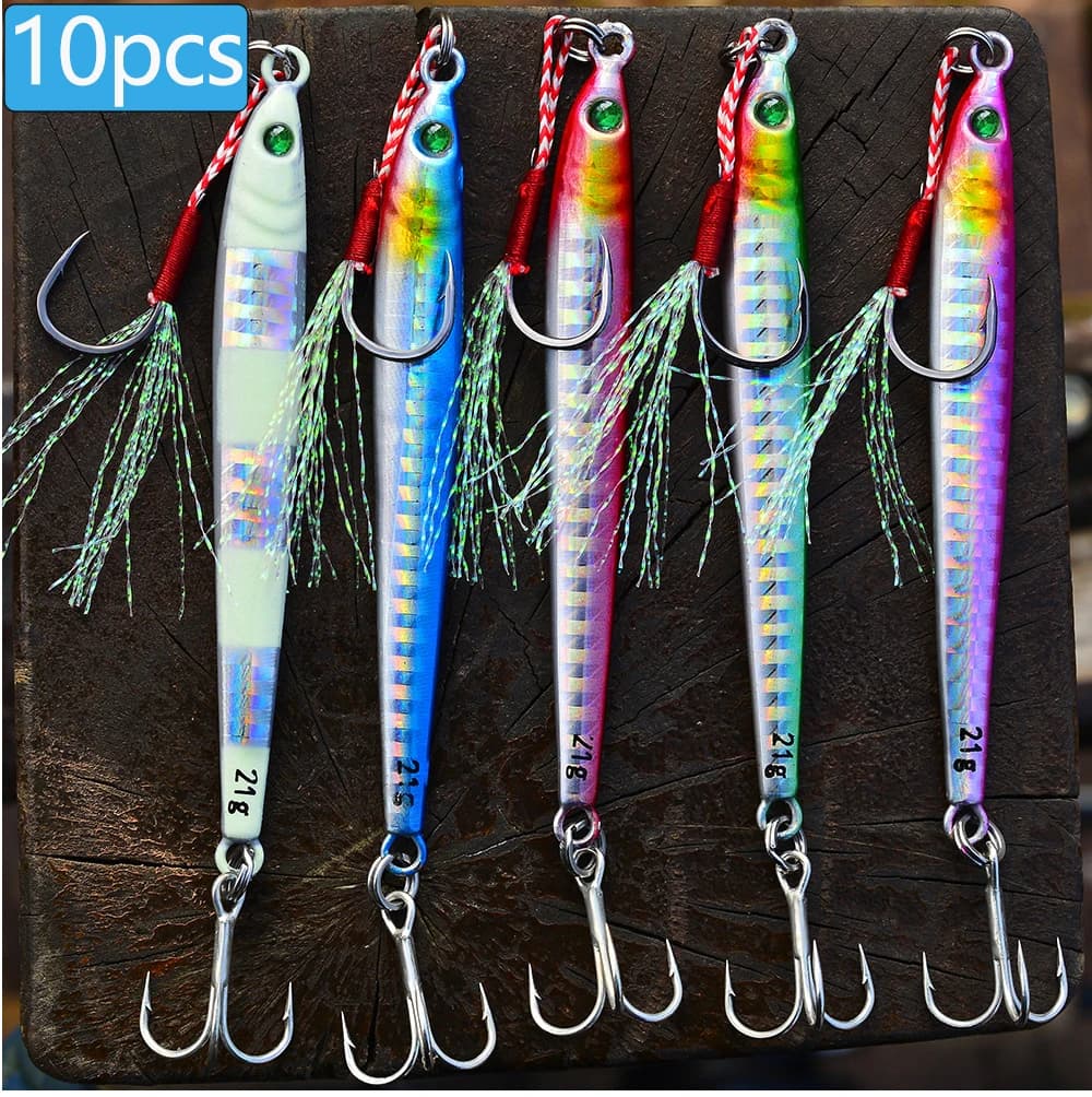 10pcs/lot Metal Casting Jigs 7g 10g 14g 17g 21g 28g 40g Shore Cast Jigging Fishing Lure Fish Sea Bass Artificial Bait Tackle