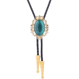 BRONZE GEM Bolo Tie Western Cowboy Opal Rodeo Leather Necktie