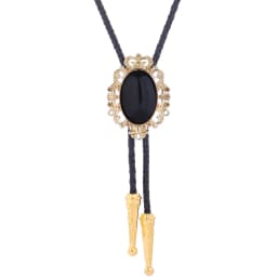 BRONZE GEM Bolo Tie Western Cowboy Opal Rodeo Leather Necktie