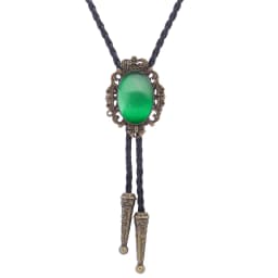 BRONZE GEM Bolo Tie Western Cowboy Opal Rodeo Leather Necktie