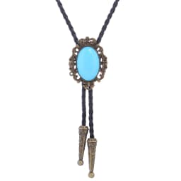 BRONZE GEM Bolo Tie Western Cowboy Opal Rodeo Leather Necktie