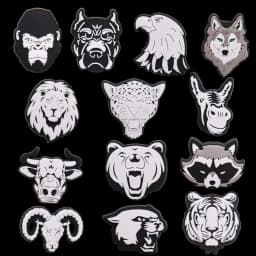 1PCS PVC Animal Shoe Charms Black White Monkey Wolf Cow Bear Fox Garden Shoes Button Decorations Accessories For Clogs Pins