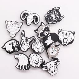 1PCS PVC Animal Shoe Charms Black White Monkey Wolf Cow Bear Fox Garden Shoes Button Decorations Accessories For Clogs Pins