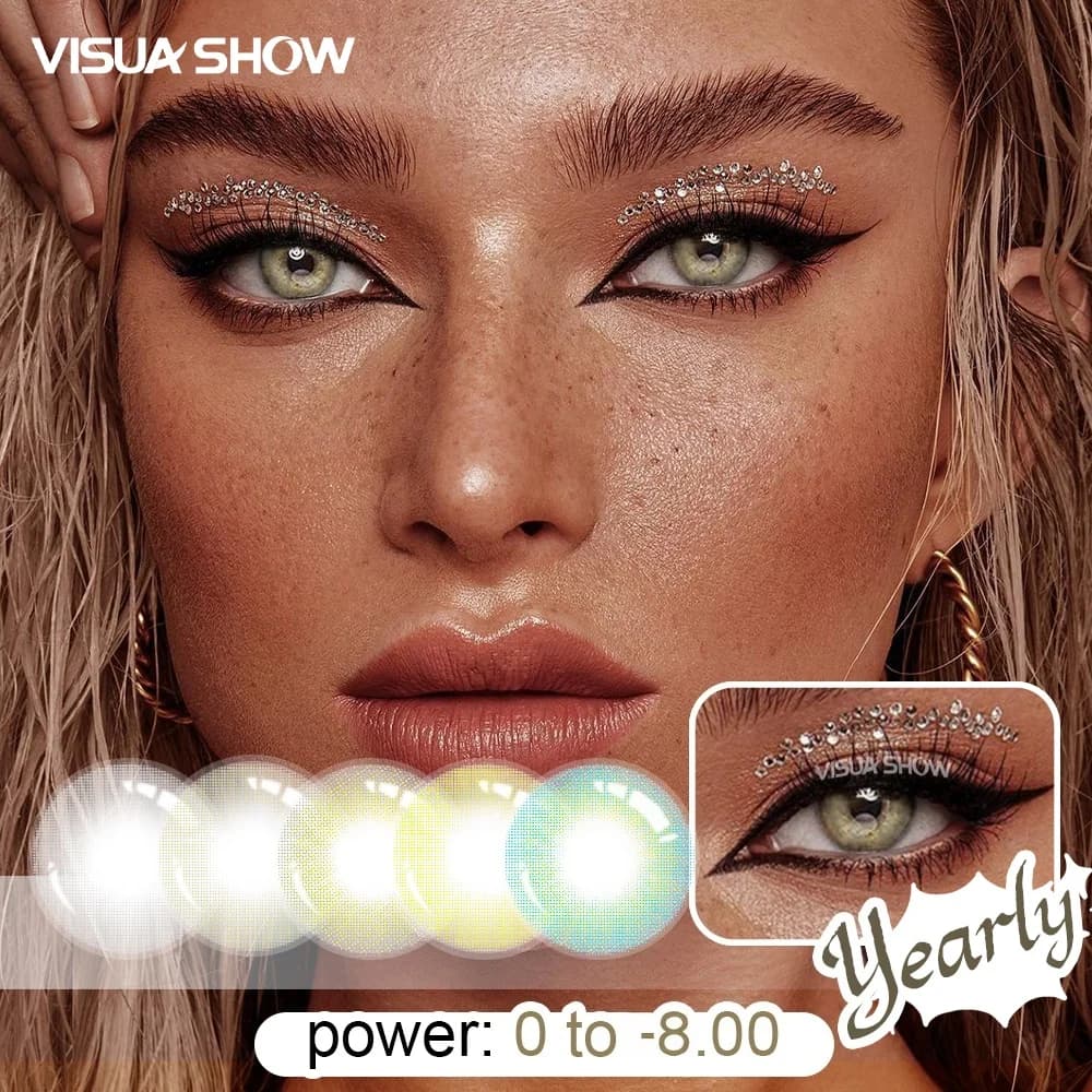 VISUASHOW Aurora Small Pupil Colored Contact Lenses 14.2mm Yearly Disposable Korea Design Natural Prescription Myopia Wholesale