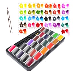 SeamiArt 26 Colors Full Pan Artist Grade Professional Solid Watercolor Tin Box Paint Set for School Art Painting Supplies