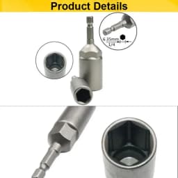 1 Piece 6mm-19mm 1/4'' Pneumatic Socket Set Deep Hexagon Electric Drill Sleeve Socket Head for Electric Screwdriver Wrench