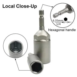 1 Piece 6mm-19mm 1/4'' Pneumatic Socket Set Deep Hexagon Electric Drill Sleeve Socket Head for Electric Screwdriver Wrench