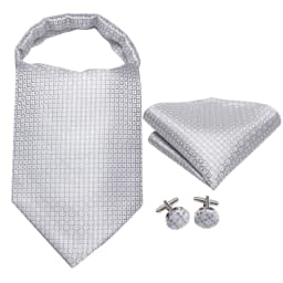 Hi-Tie Silk Mens Ascots Hanky Cufflinks Set Jacquard Paisley Floral Cravat Tie Self Vintage Ascot Black Gray Red Gold Pink Blue