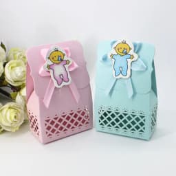 12pcs Baby Bottle Candy Box Kids Birthday Favor Gift Box Baby Shower Bag With Bow Stickers Gender Reveal Birthday Party Supplies