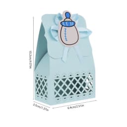 12pcs Baby Bottle Candy Box Kids Birthday Favor Gift Box Baby Shower Bag With Bow Stickers Gender Reveal Birthday Party Supplies
