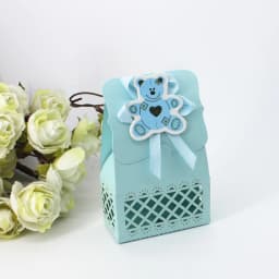 12pcs Baby Bottle Candy Box Kids Birthday Favor Gift Box Baby Shower Bag With Bow Stickers Gender Reveal Birthday Party Supplies