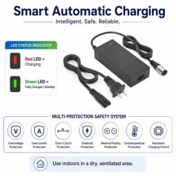 24V 3A 5A XLR Lead Acid Charger For Go-Go Elite Traveller Plus Jazzy Chair Wheelchair Wheels Razor Hoverboard
