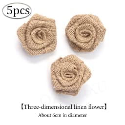 5pcs Handmade Jute Burlap Flowers Rose Hessian Ribbon Bow Vintage Rustic Wedding Decoration Table Christmas Party DIY Supplies