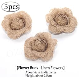 5pcs Handmade Jute Burlap Flowers Rose Hessian Ribbon Bow Vintage Rustic Wedding Decoration Table Christmas Party DIY Supplies